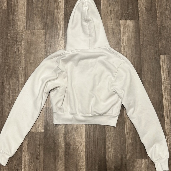 American Apparel White Cropped Zip Up Hoodie - Picture 4 of 4